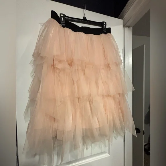 Eloquii Studio-Romantic Fun Black waistband Light Pink Layered Tulle Skirt, 14 - Picture 2 of 5